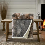 Wolf Printed Throw With Faux Fur Back
