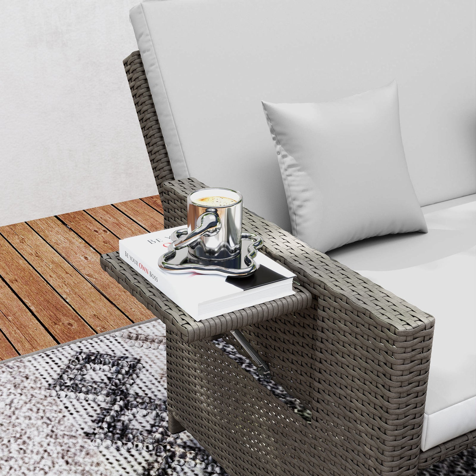 Garden Rattan Furniture Set 2seater Patio Sun Lounger Daybed