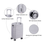 4pcs Lockable Travel Suitcase Set | Light Grey