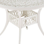 Vintage Round Cast Aluminium Garden Bistro Table,90cm Dia X 73cm H | 90cm | White