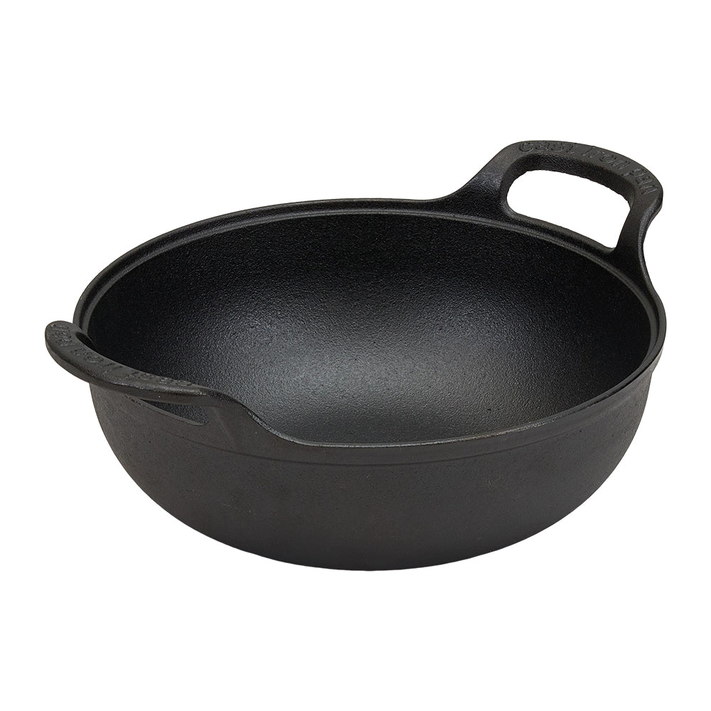 25cm/27cm/30cm Dia Cast Iron Wok With Dual Handles | Small