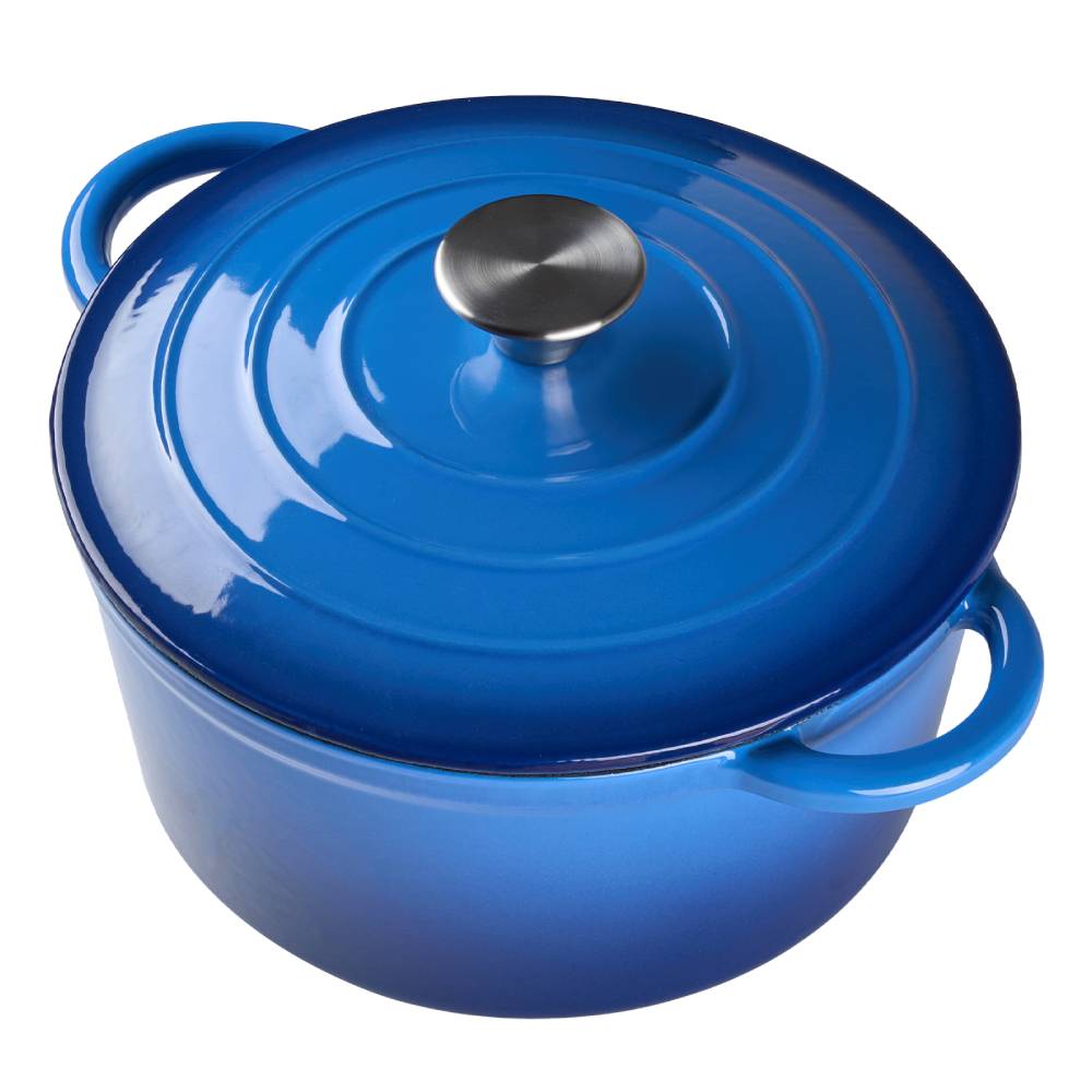 Enameled Cast Iron Dutch Oven With Lid, Heavy-duty Round Casserole Pot, Oven Safe Up To 500°f | 6L | Blue