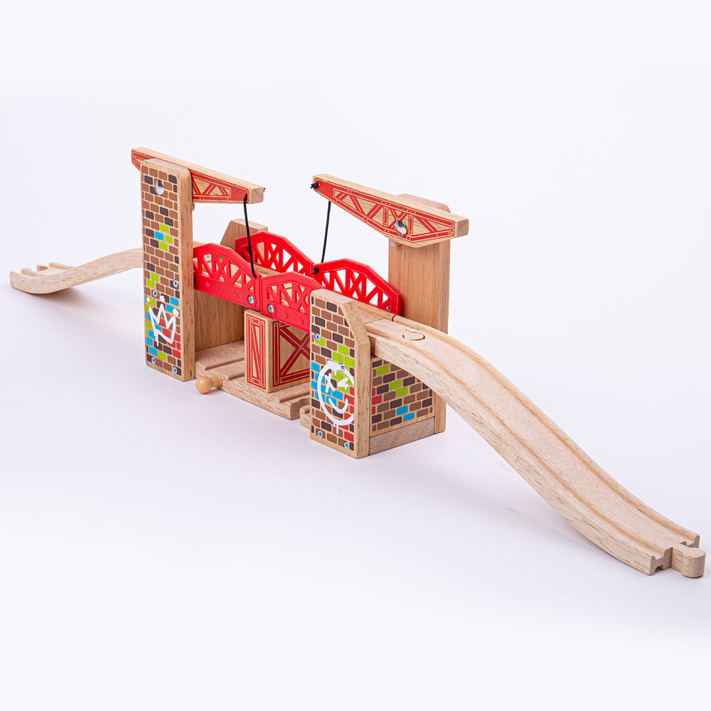 Bigjigs Toys Double Lifting Graffiti Bridge for Wooden Train Sets