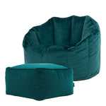 Sirena Scallop Chair Bean Bag & Footstool | Teal