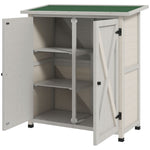 Wood Garden Storage Shed Tool Cabinet Organizer W/ Shelves