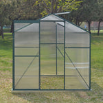 Polycarbonate Greenhouse– Aluminum Frame Walk-in Greenhouse With Sliding Door & Ventilation Window For Plants & Flowers, Green, 6 x 6ft