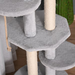 Cat Tree Kitten Tower W/ Scratching Post Condo Plush Perches Grey