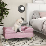 Dog Sofa Pet Couch W/ Removable Backrest Cushion Washable Cover | Pink