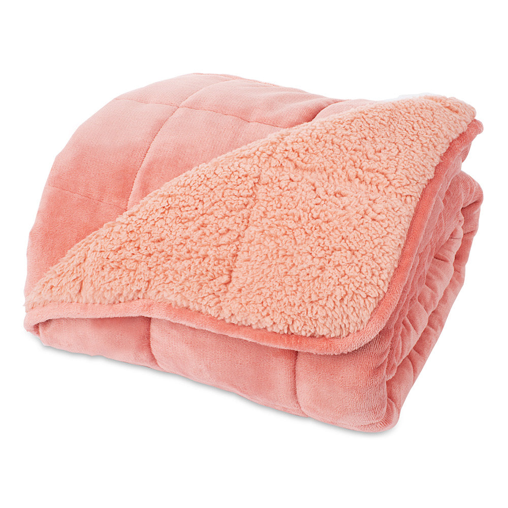Weighted Super soft Sherpa fleece lining Blanket - Pink | King | Pink