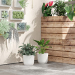 Round Plant Pots Outdoor 22cm For Garden Decoration | Set of 2 | White