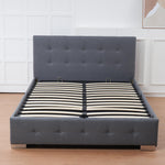 The Oslo Grey Linen Tufted Ottoman Bed Frame | Double | Grey