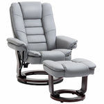 Swivel Manual Recliner And Footrest Set Leather | Gray