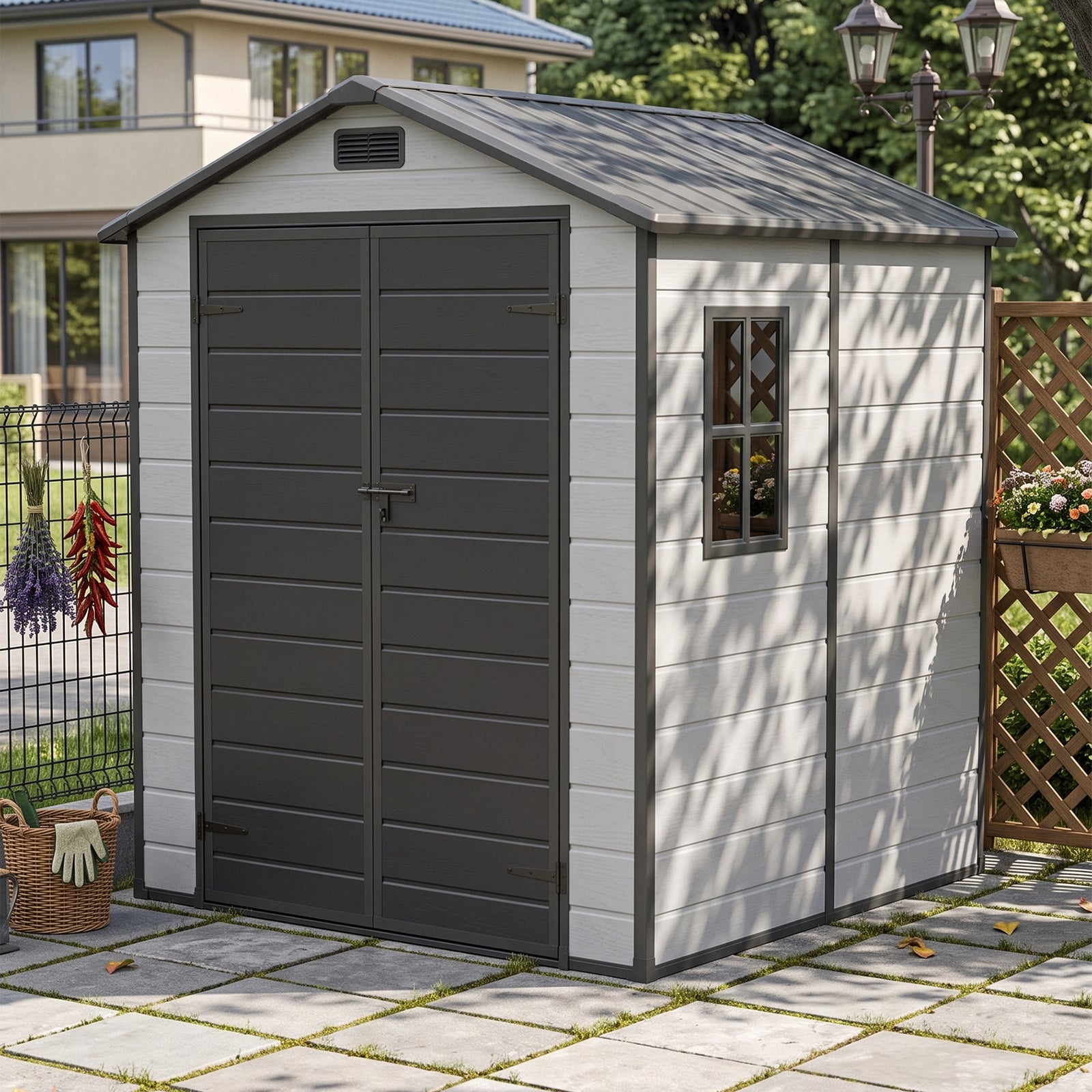 6x6 Ft Outdoor Garden Plastic Storage Shed | Black
