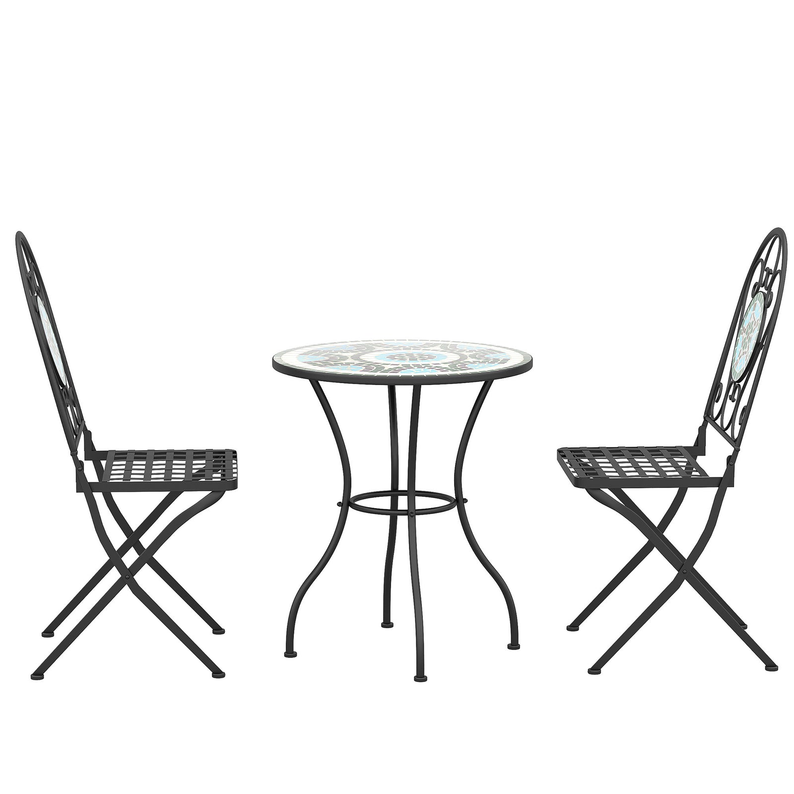 Outdoor 3pc Bistro Set Dining Folding Chairs Patio Furniture