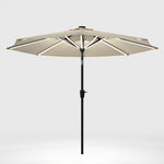 3m Solar Led Patio Umbrella, Outdoor Parasol With 16 Led Tubes, Crank Lift & Push Button Tilt Without Base | One Size | Beige