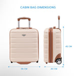 45x36x20cm Easyjet Free Cabin Bag 2 Wheel Suitcase Hard Shell Carry On | Cabin | Cream