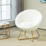 Faux Fur Comfy Chair With Golden Metal Legs Non-slip Footpad