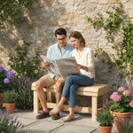 Wooden Garden Bench, 2 Seater Slatted Outdoor Bench | Natural