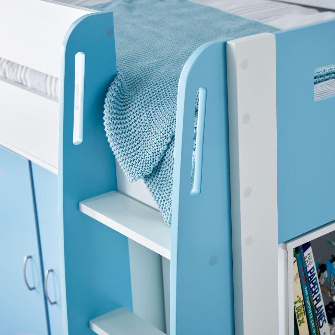 Lacy Storage Mid Sleeper Bed | Single | Blue