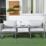 3-in-1 Chair Coffee Table 3-seater Sofa W/ Steel Frame