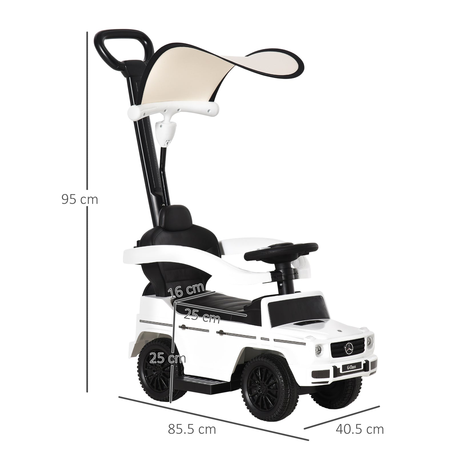 Kids Ride-on Push Car 3 In 1 Benz G350 Baby Floor Slider Walker | White