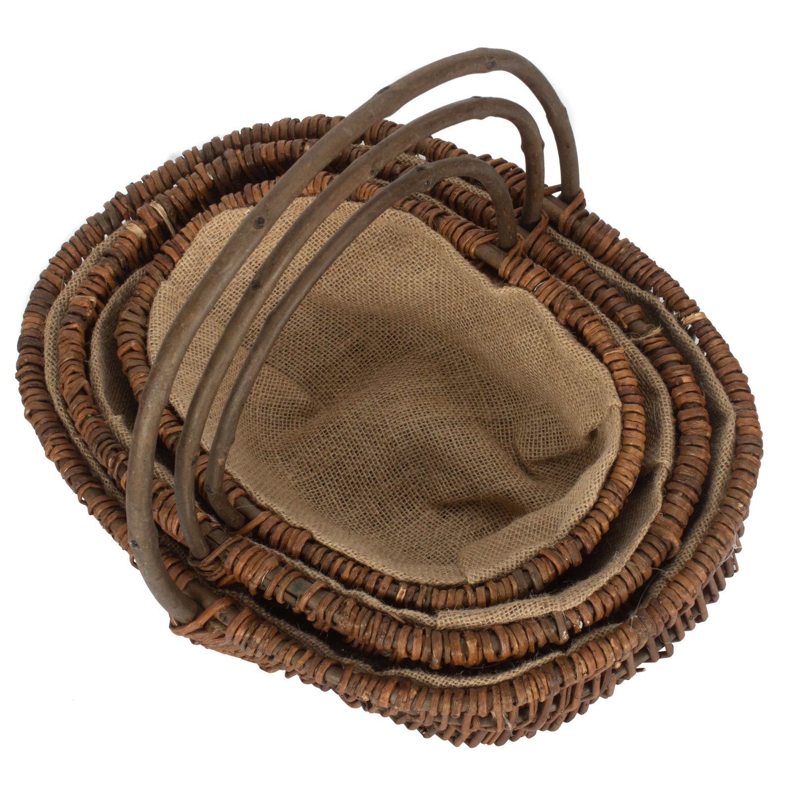 Wicker Oval Unpeeled Willow Garden Trug | Set-of-3 | Brown