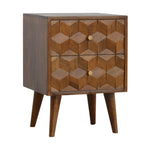 Chestnut Cube Carved Bedside
