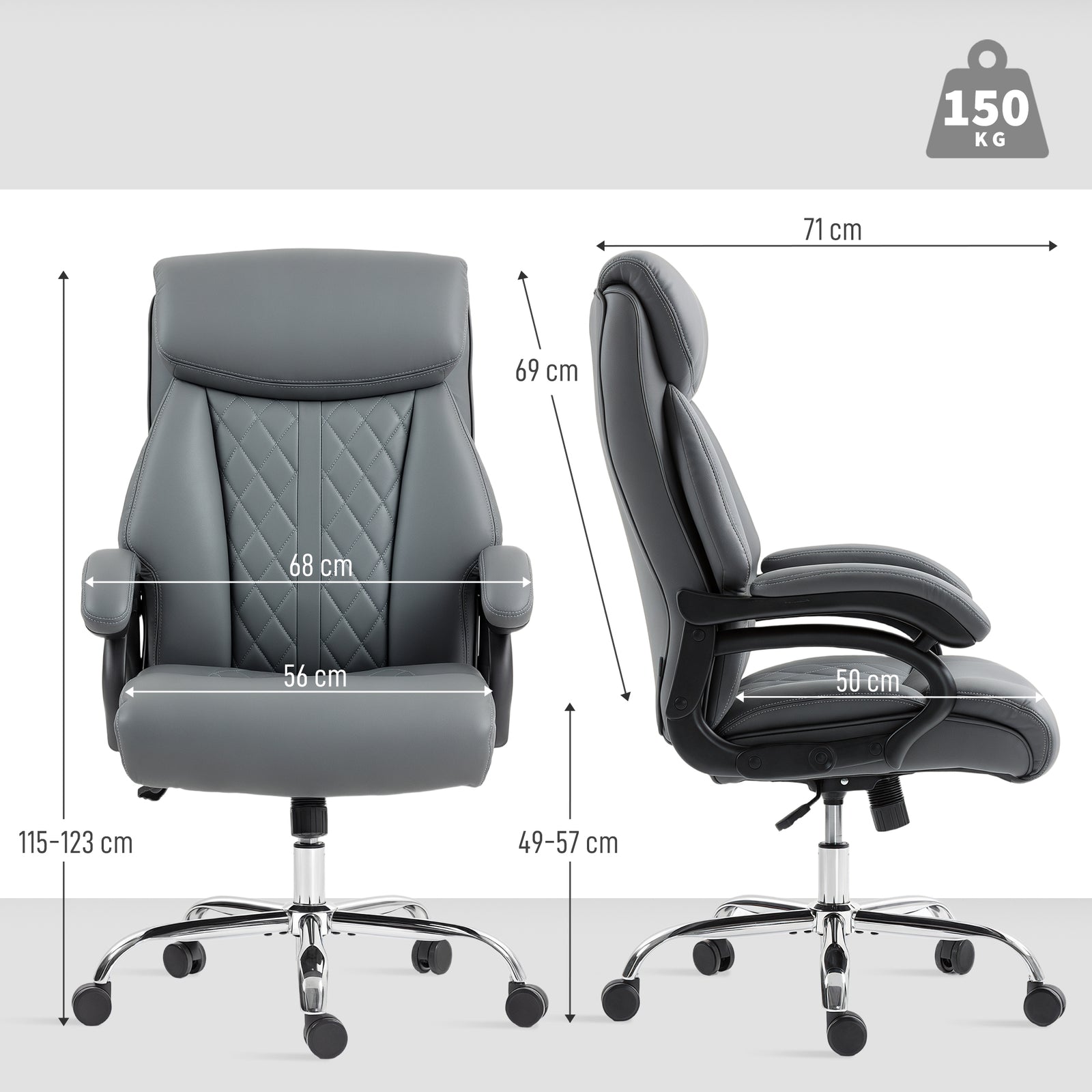 Office Chair, Swivel Wheels | Charcoal Grey