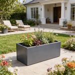Zinc Galvanized Steel Planter Box With Drainage Hole –rectangle Raised Planter Box Outdoor Balcony Garden Trough Pot | Large | Anthracite Grey