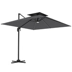 2.5m Cantilever Parasol, Solar Led Lights, Double Top | Dark Grey