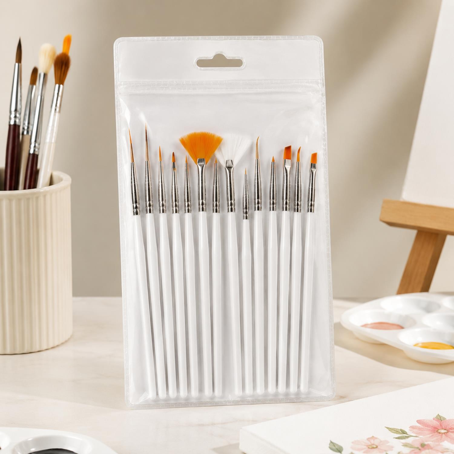 Envie Nail Art Brush Set 15pc Gel Acrylic Polish Design Painting Drawing Pen Pack