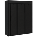 Fabric Portable Wardrobe With 8 Shelves 2 Hanging Rails | Black