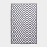 Luxury Outdoor Rug Waterproof Reversible For Garden Patio 100% Recycled, Grey Zoe Geometric | 180cm x 270cm | Grey