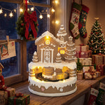 HOMCOM Christmas Gingerbread House With Led Lights, Music