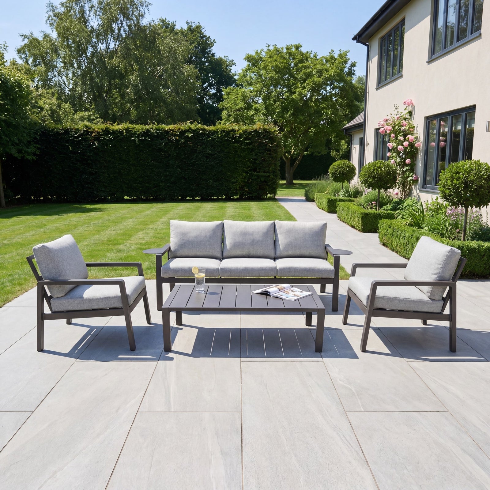 Lesina 4 Seat Outdoor Patio Conversation Set | Grey