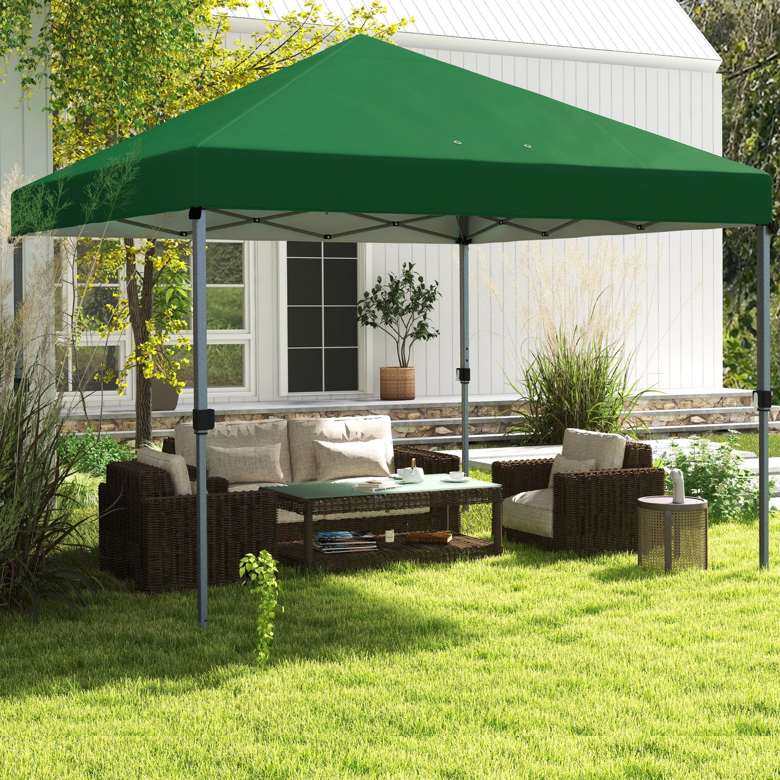 3 X 3(m) Pop Up Gazebo, Instant Shelter With 1-button Push | Green