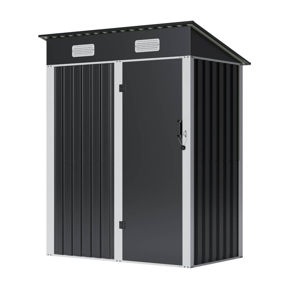 5 X 3ft Metal Garden Storage Shed With Lockable Door | Black