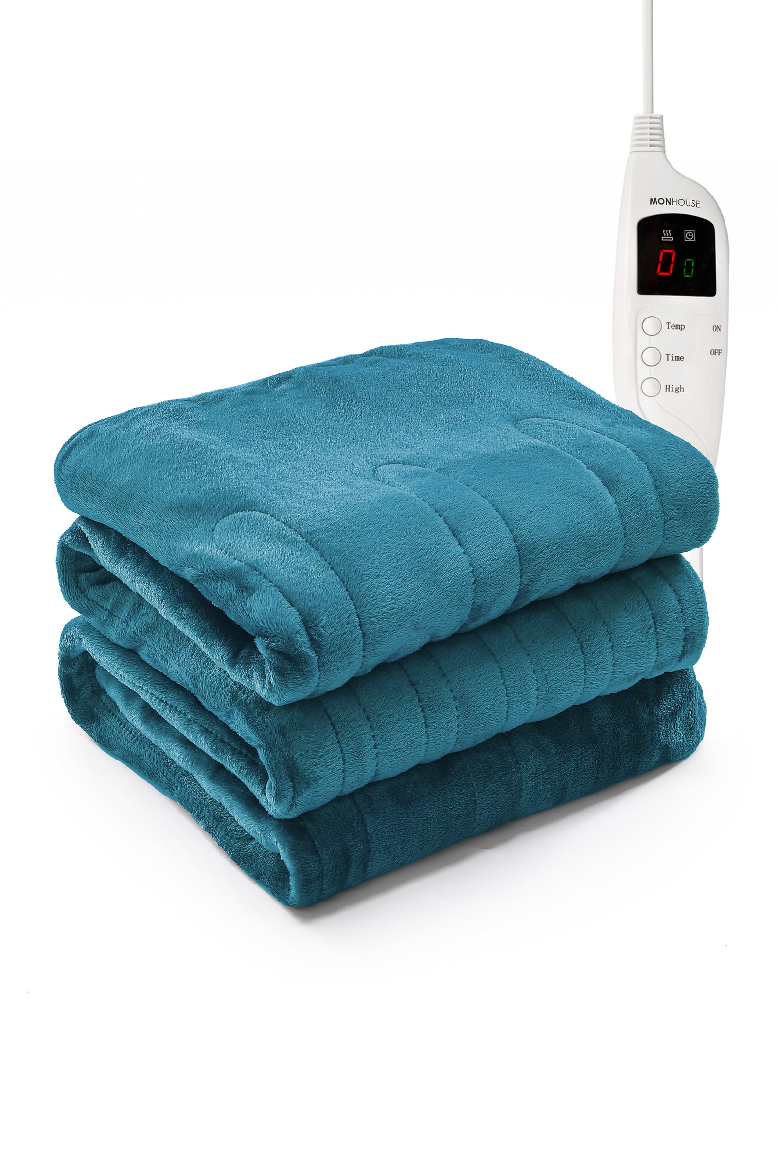 Heated Electric Throw 9h Timer 9 Heat Setting Fleece Blanket | Single | Teal Blue