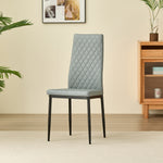 Elegant New York Dining Table Set With 4 Stylish Emily Leather Chairs | Gray