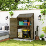 Wooden Garden Storage Shed W/double Doors And Shelves | Green