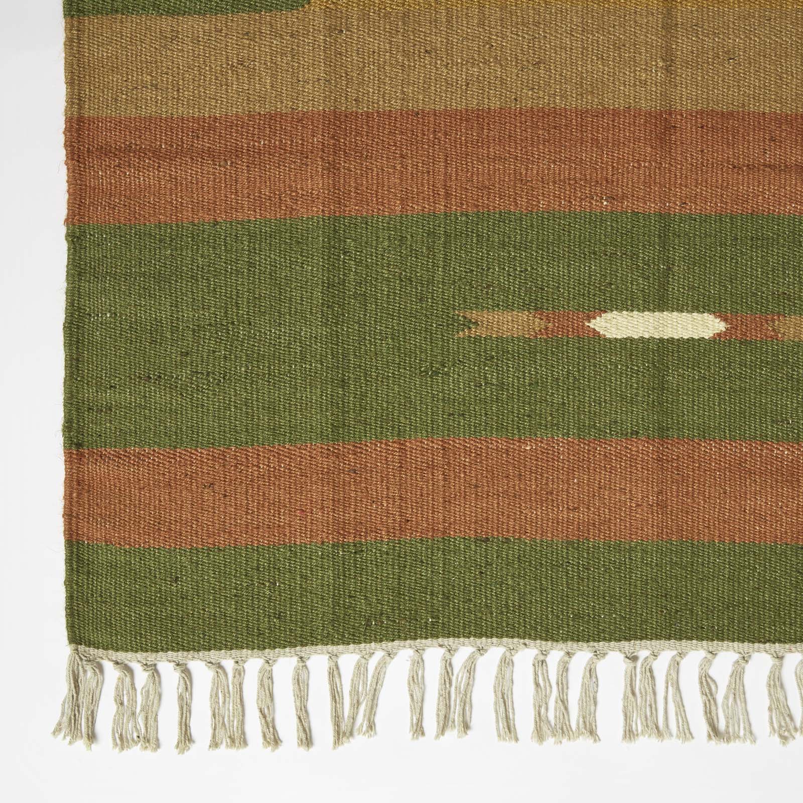 Lundi Kilim  Cotton & Jute Rug | 150cm x 95cm | Green