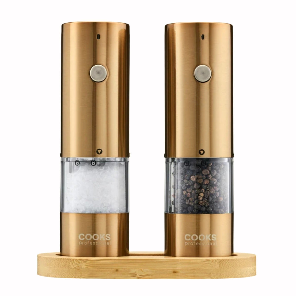 Cooks Professional Rechargeable Salt And Pepper Mill Set With Base