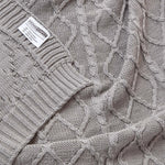 Cable Knit Diamond Pattern Cotton Throw | 150cm x 200cm | Grey