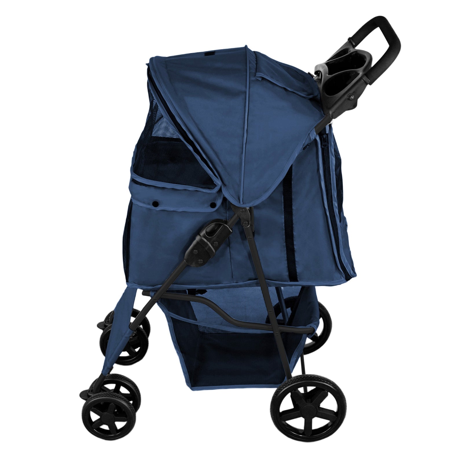 Pet Stroller With Rain Cover & Caddy Bag | Blue