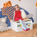 Wooden Kids Toy Box Children Storage Chest Organiser Book Slot White