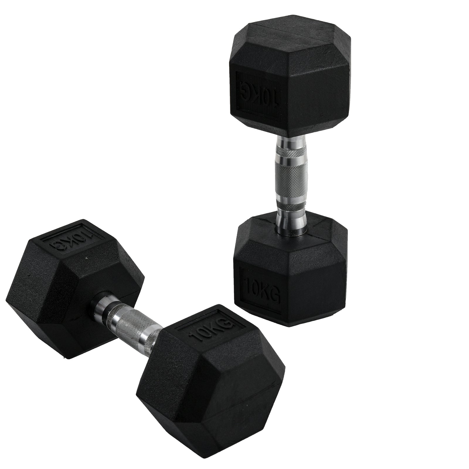 2x10kg Rubber Hex Dumbbells For Home Gym | Black