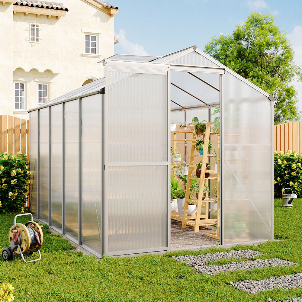 6 x 6-10FT Silver Aluminum Hobby Greenhouse With Operable Window | Large | Clear