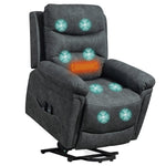 Massage Recliner Chair, Lift Chair With Heat, Usb, Remote | Grey