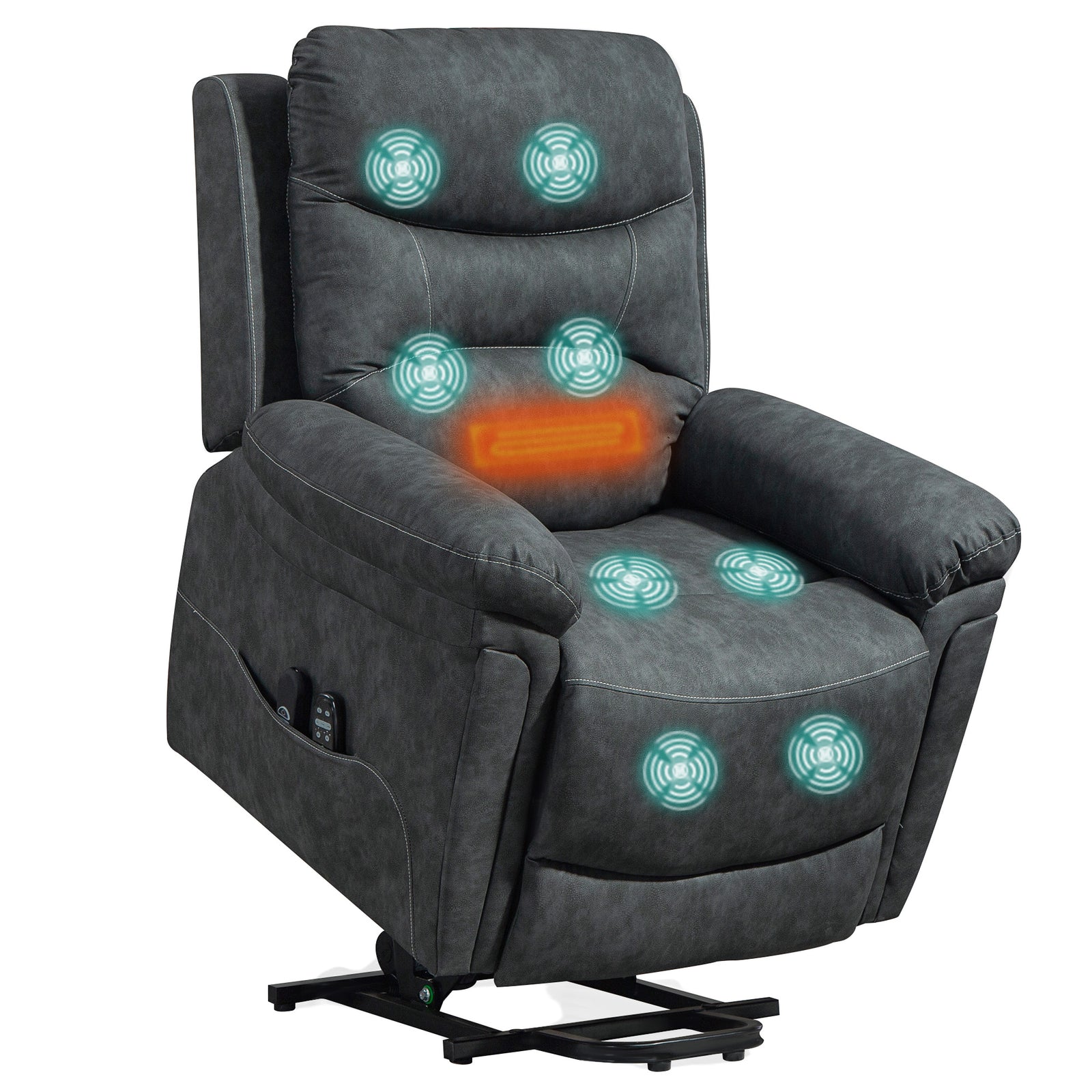 Massage Recliner Chair, Lift Chair With Heat, Usb, Remote | Grey