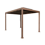 Wood Effect Aluminium Pergola With Led Lights | 3m x 3m | Brown